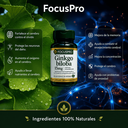 Focus Pro – Más Concentración, Memoria y Energía Mental con Ginkgo Biloba